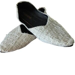 Womens Flats Square Toe Tweed Fashion Slip On Casual Shoes Size 9‎